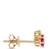 Round Ruby Studs, 14K Yellow Gold New