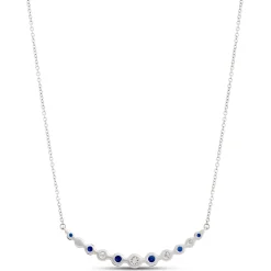Round Sapphire and Diamond Necklace, ½ Carat, 18K White Gold Outlet