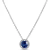 Round Sapphire and Diamond Pendant, 14K White Gold Best