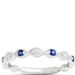 Round Sapphire and Diamond Ring in 14K White Gold Best