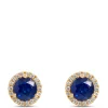 Round Sapphire and Diamond Studs, 0.15 Total Carat Weight 14K Yellow Gold Sale