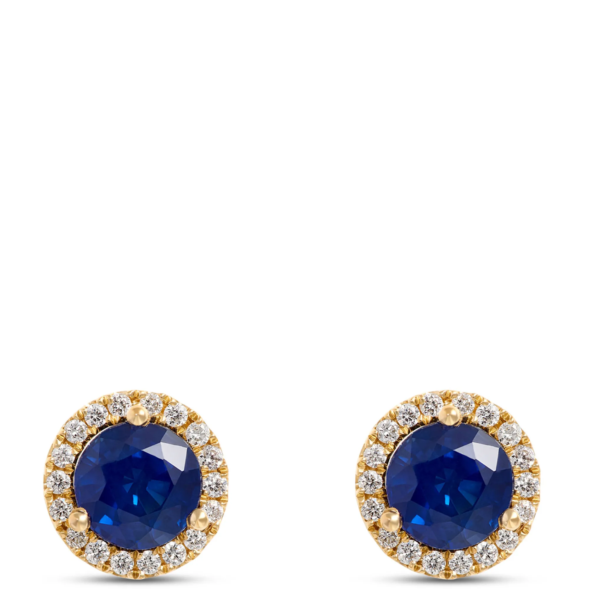 Round Sapphire and Diamond Studs, 0.15 Total Carat Weight 14K Yellow Gold Sale
