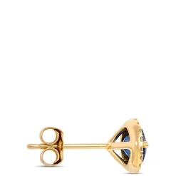 Round Sapphire and Diamond Studs, 0.15 Total Carat Weight 14K Yellow Gold Sale
