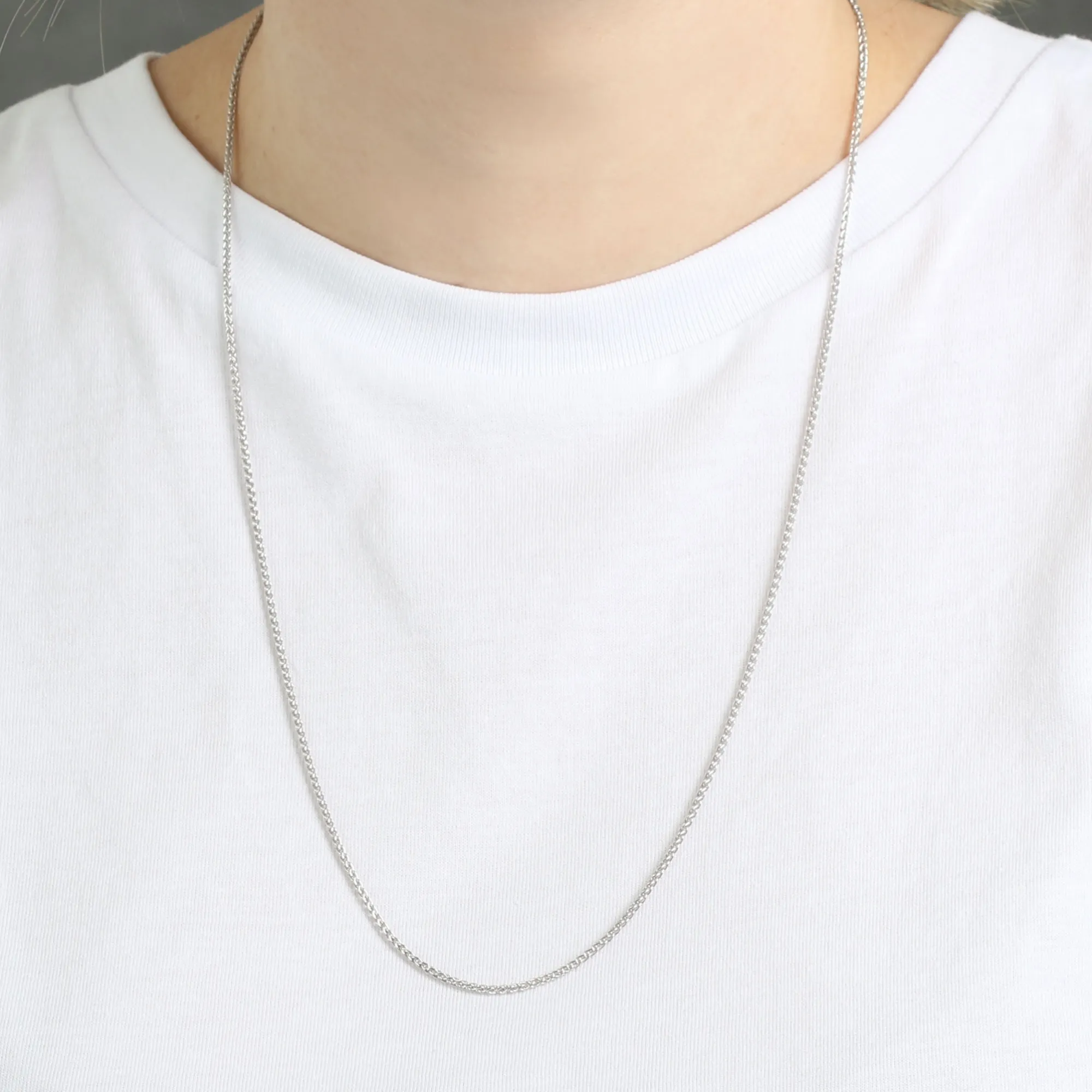 Round Wheat Chain in Silver, 24" Online
