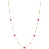 Ruby and Round Diamond Station Necklace, 14K Yellow Gold Clearance