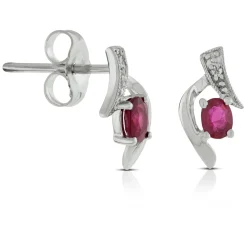 Ruby & Diamond Earrings 14K New