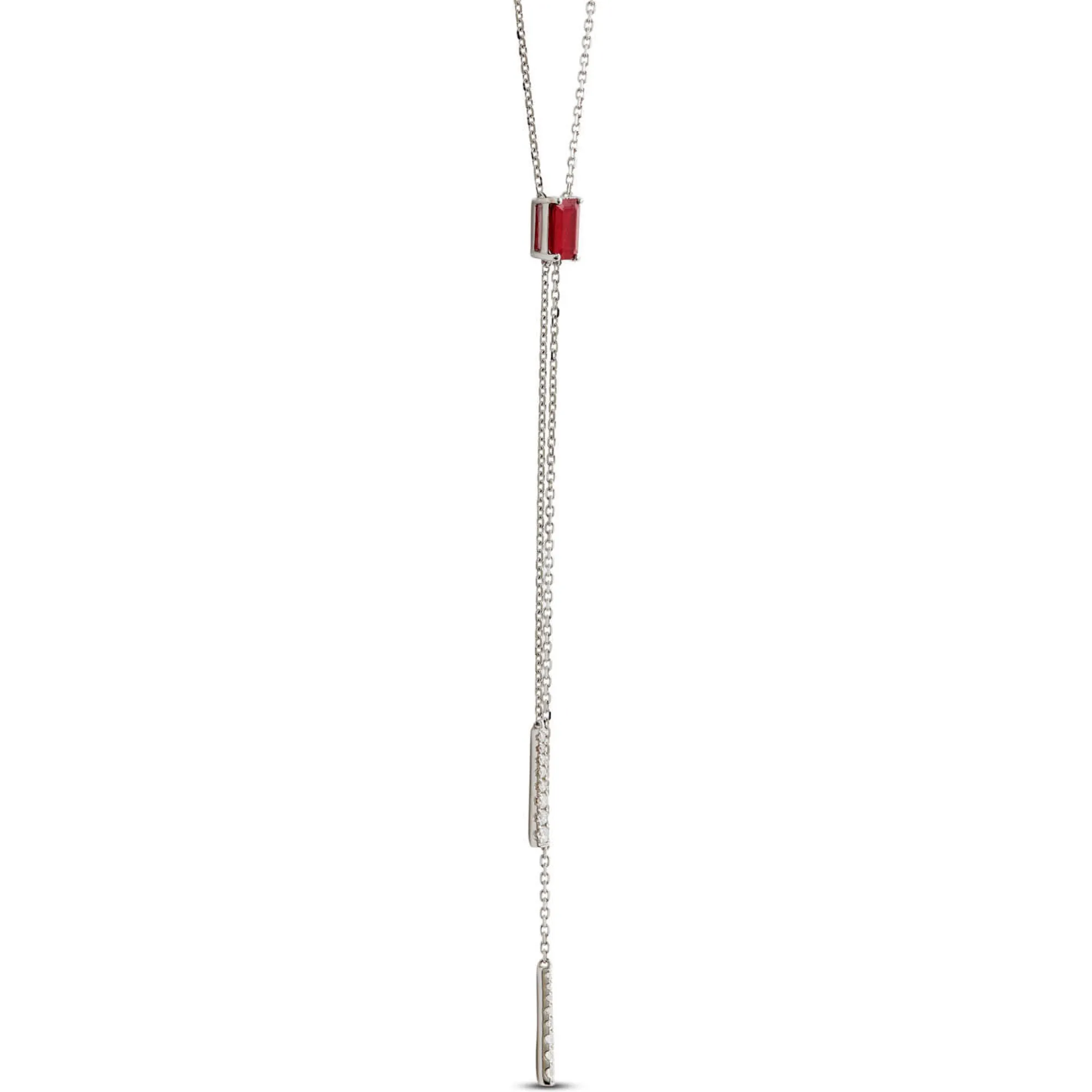 Ruby & Diamond Stationary Lariat Necklace 14K Sale