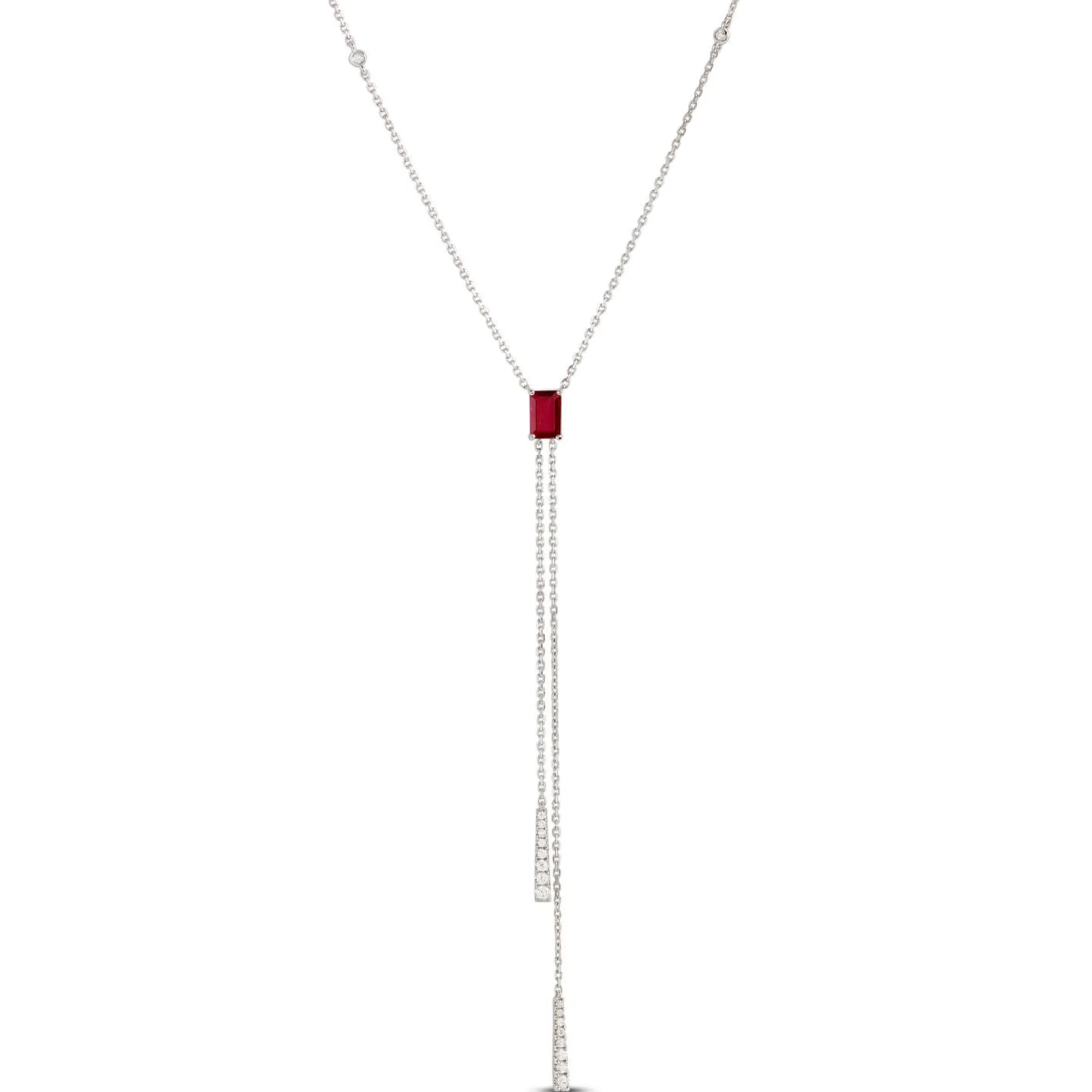 Ruby & Diamond Stationary Lariat Necklace 14K Sale