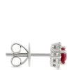Ruby Studs with Diamond Halo, 14K White Gold Best