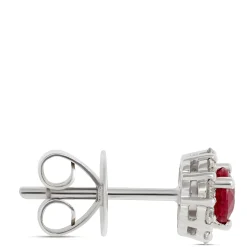 Ruby Studs with Diamond Halo, 14K White Gold Best