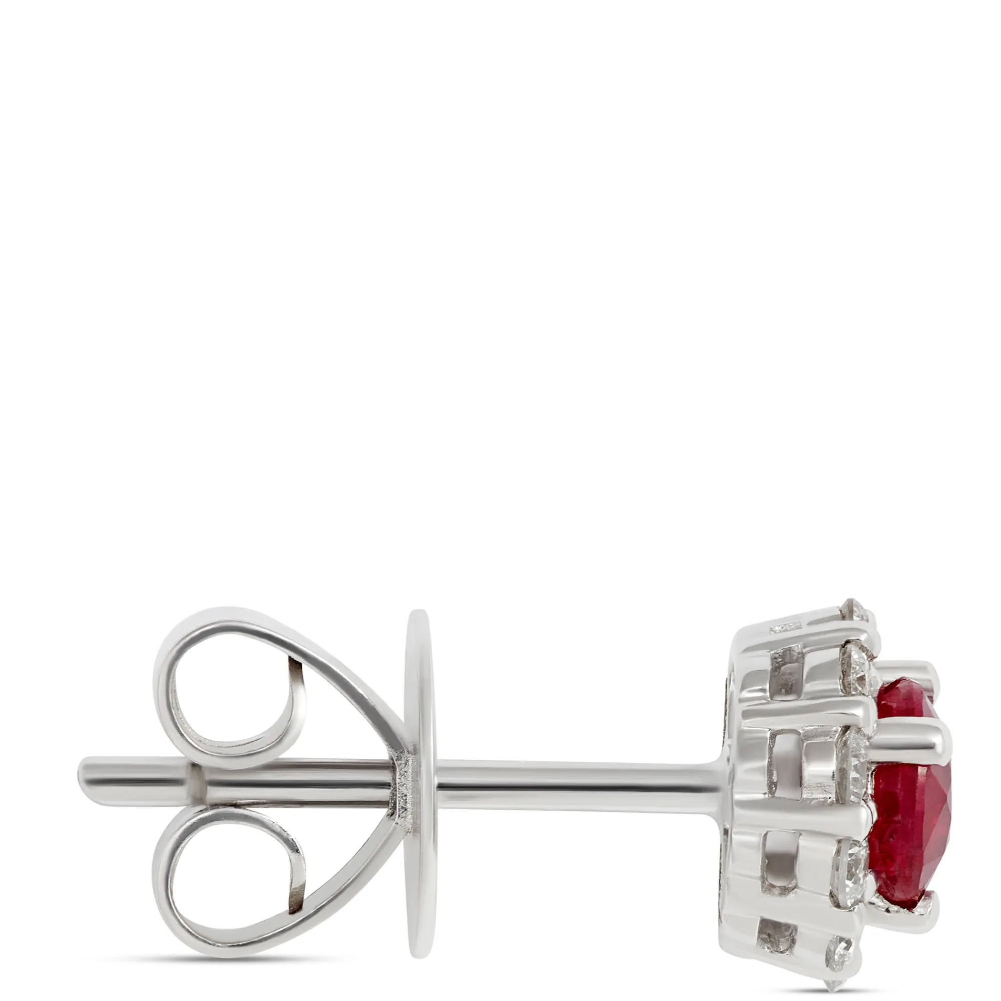 Ruby Studs with Diamond Halo, 14K White Gold Best