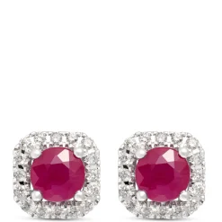 Rudy Studs with Diamond Halo, 14K White Gold Sale