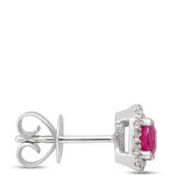 Rudy Studs with Diamond Halo, 14K White Gold Sale
