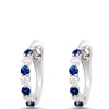 Sapphire and Round Diamond Hoops, 14K White Gold Clearance