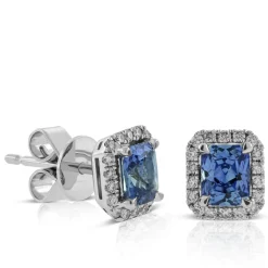 Sapphire & Diamond Earrings 14K Clearance