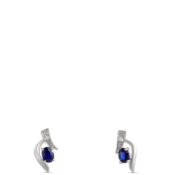 Sapphire & Diamond Earrings 14K Outlet