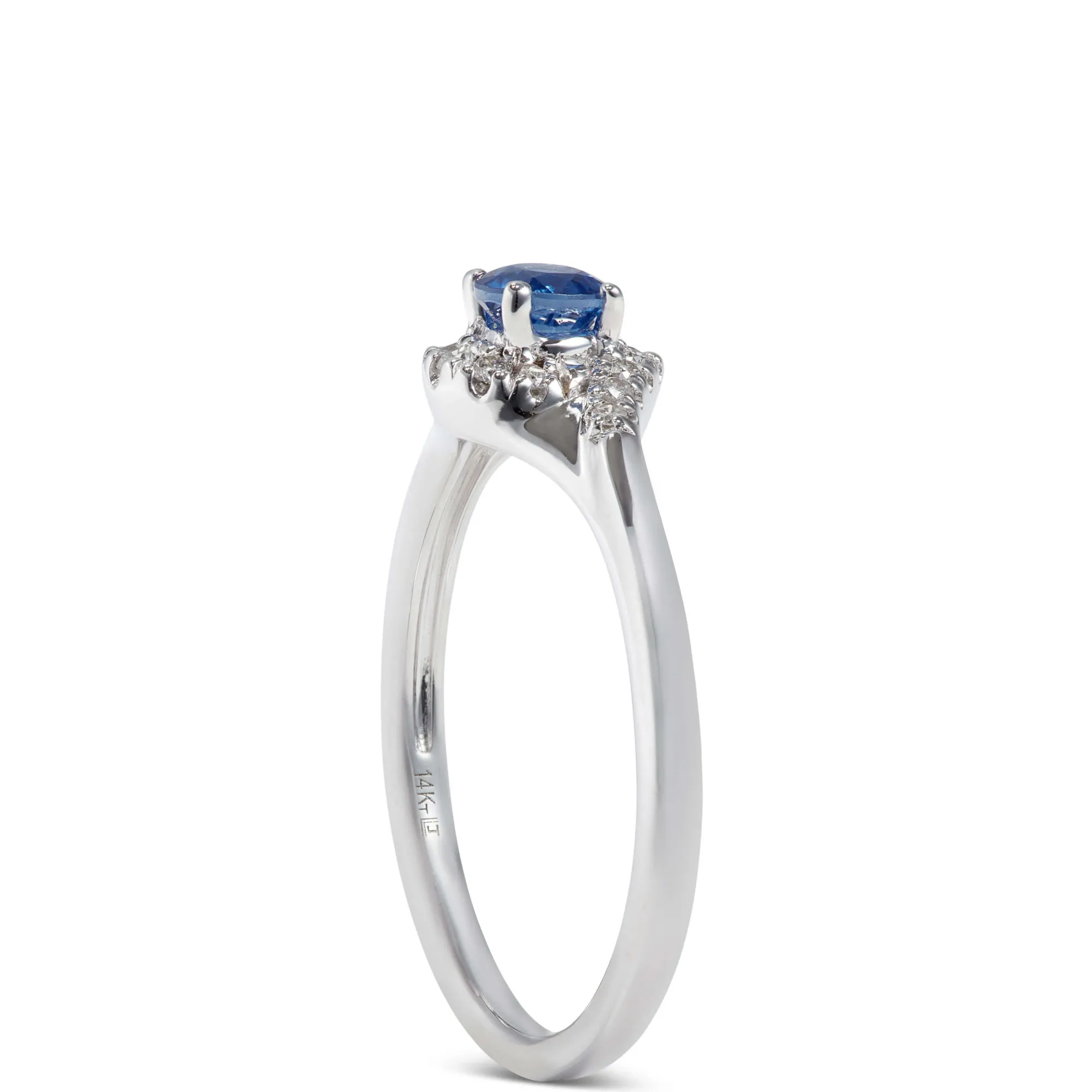 Sapphire & Diamond Halo Swirl Ring 14K Best