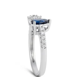 Sapphire & Diamond Open Shank Ring 14K Outlet