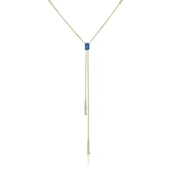 Sapphire & Diamond Stationary Lariat Necklace 14K Outlet