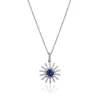Sapphire & Diamond Sunburst Necklace 14K Outlet