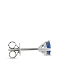 Sapphire Stud Earrings, 14K White Gold New