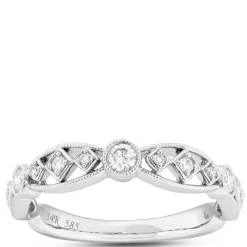 Scalloped Diamond Band, 14K White Gold Clearance