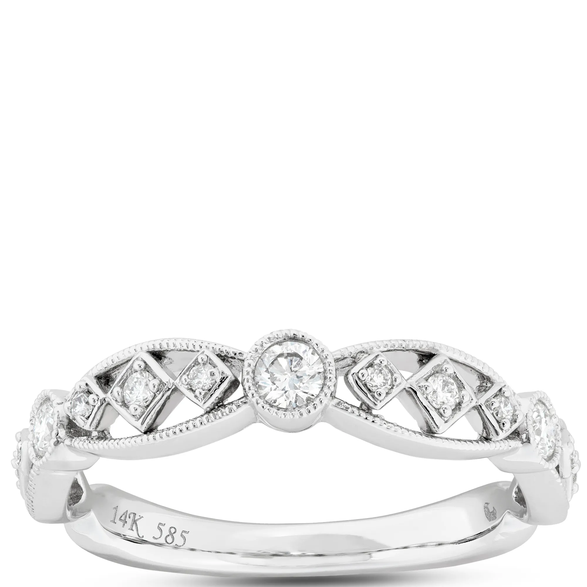 Scalloped Diamond Band, 14K White Gold Clearance