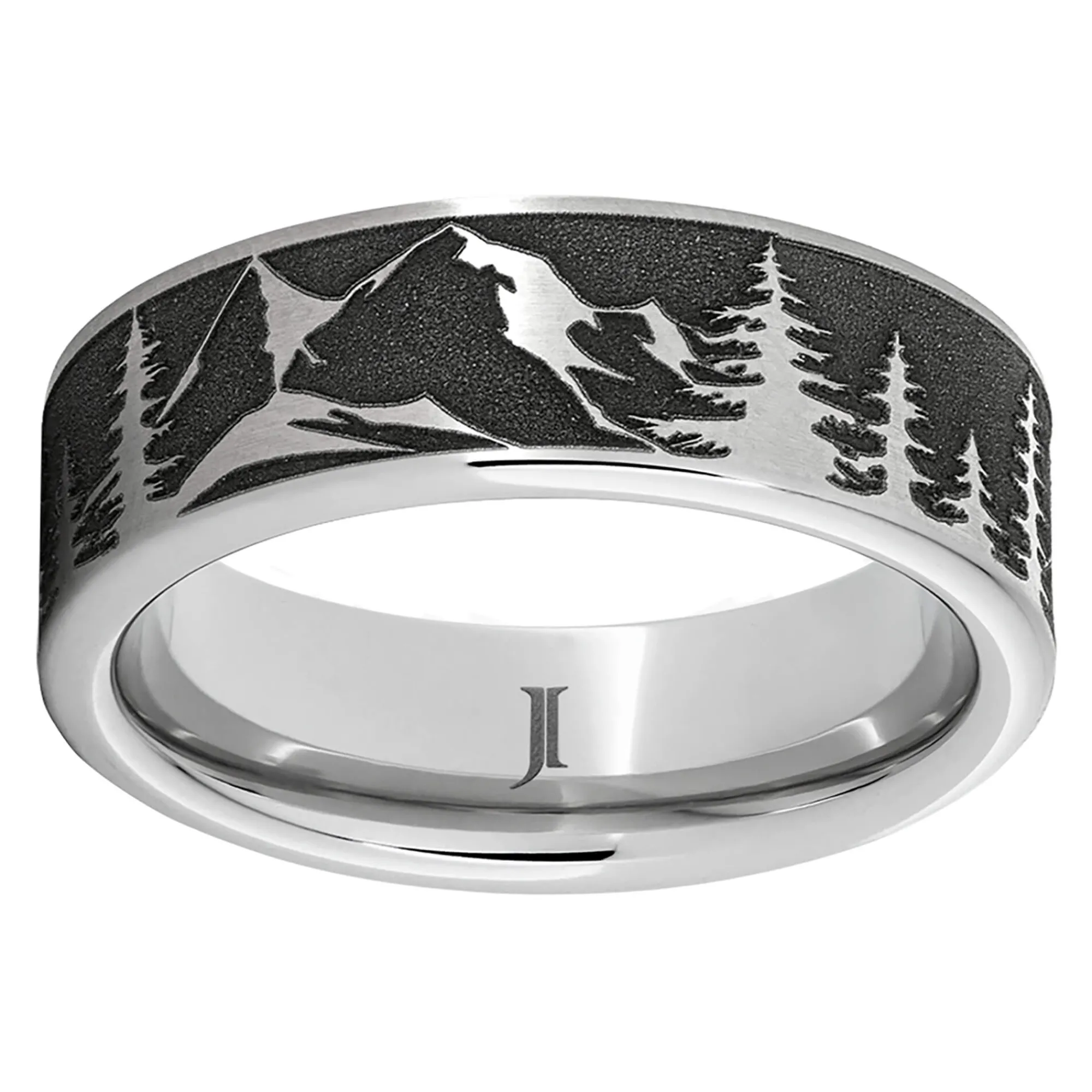 Serinium® Mountain Pine Forest Scene Ring, 8MM New