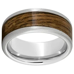 Serinium® Pipe Cut Band with Bourbon Barrel Aged™ Inlay and Stone Finish Sale