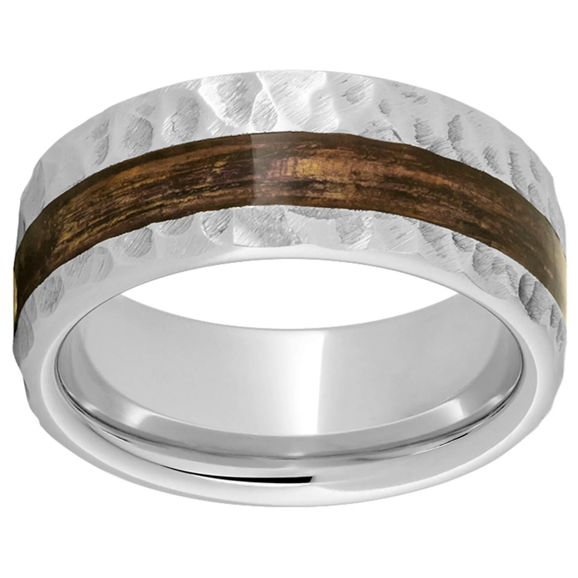 Serinium® Pipe Cut Band with Off-Center Bourbon Barrel Aged™ Inlay and Moon Finish