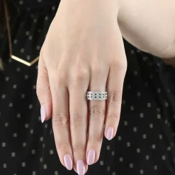 Shared Prong Three Row Diamond Band 14K Outlet