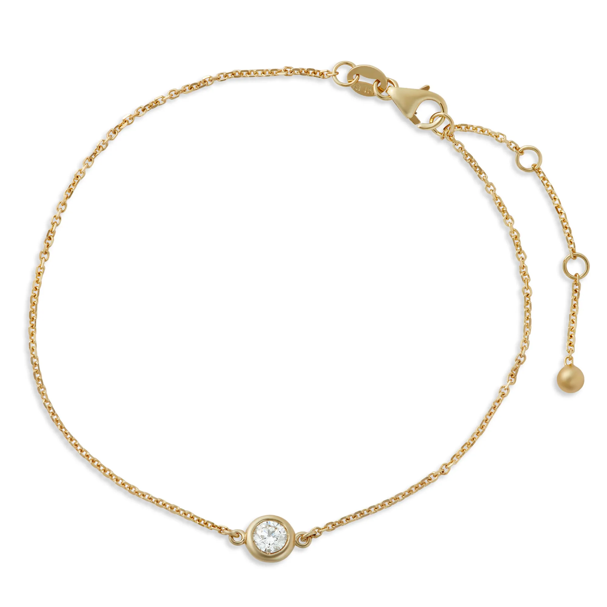 Solitaire Diamond Bracelet, Bezel Setting, 14K Yellow Gold Hot