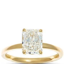 Solitaire Radiant Cut Diamond Ring, 18K Yellow Gold Outlet