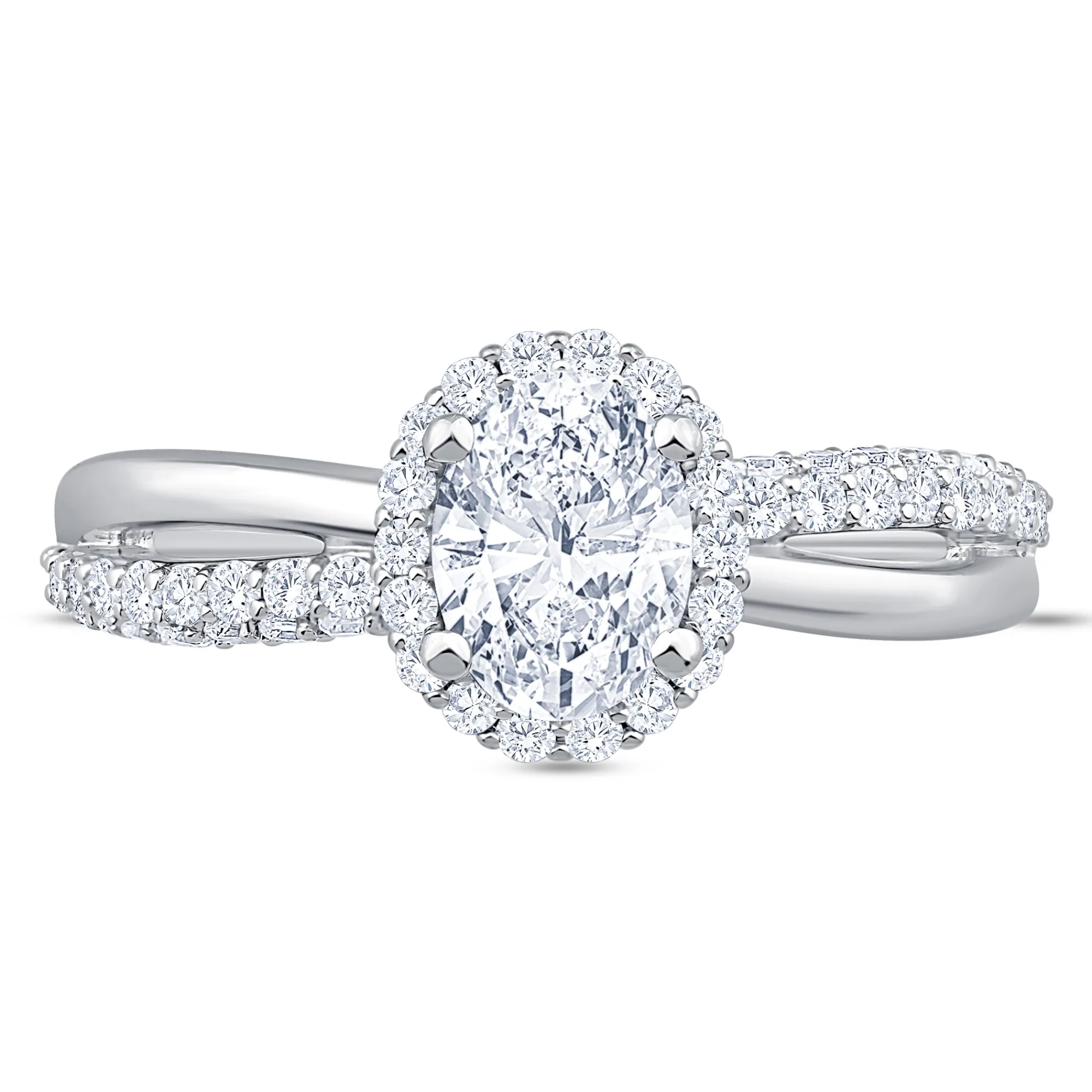 Split-Shank Oval Diamond Engagement Ring, 14k White Gold Best