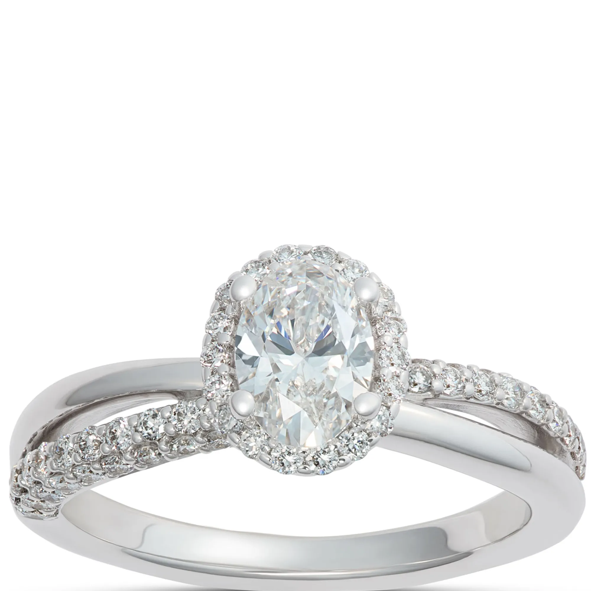 Split-Shank Oval Diamond Engagement Ring, 14k White Gold Best