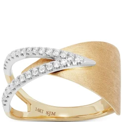 Split Shank Two-Tone Diamond Ring, 14K Mixed Gold Sale