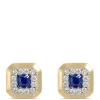 Square Sapphire and Diamond Studs, 14K Yellow Gold Sale