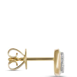 Square Sapphire and Diamond Studs, 14K Yellow Gold Sale