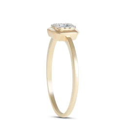 Square Sapphire Diamond Halo Ring, 14K Yellow Gold Sale