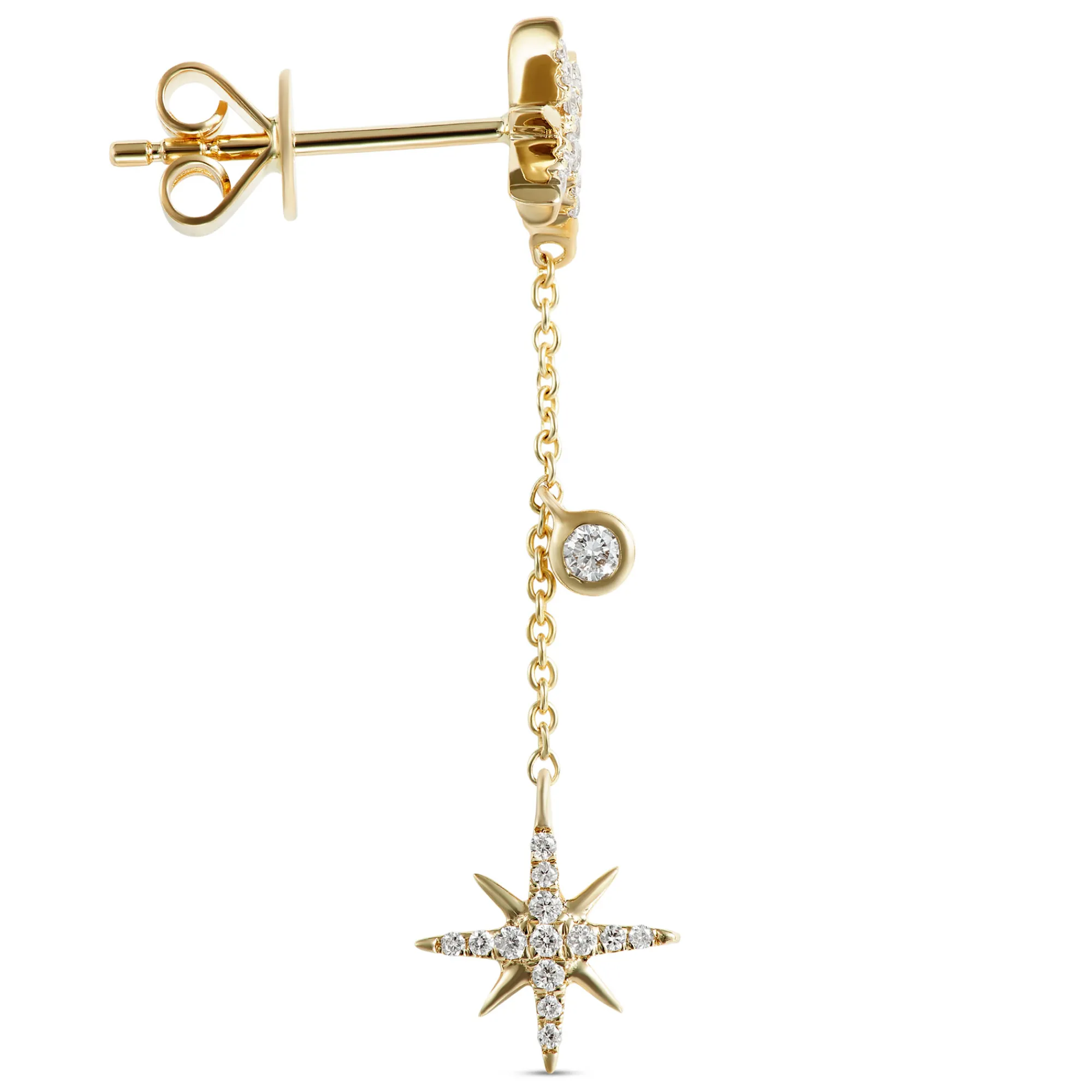 Star Cluster Diamond Dangle Earrings, 14k Yellow Gold Clearance