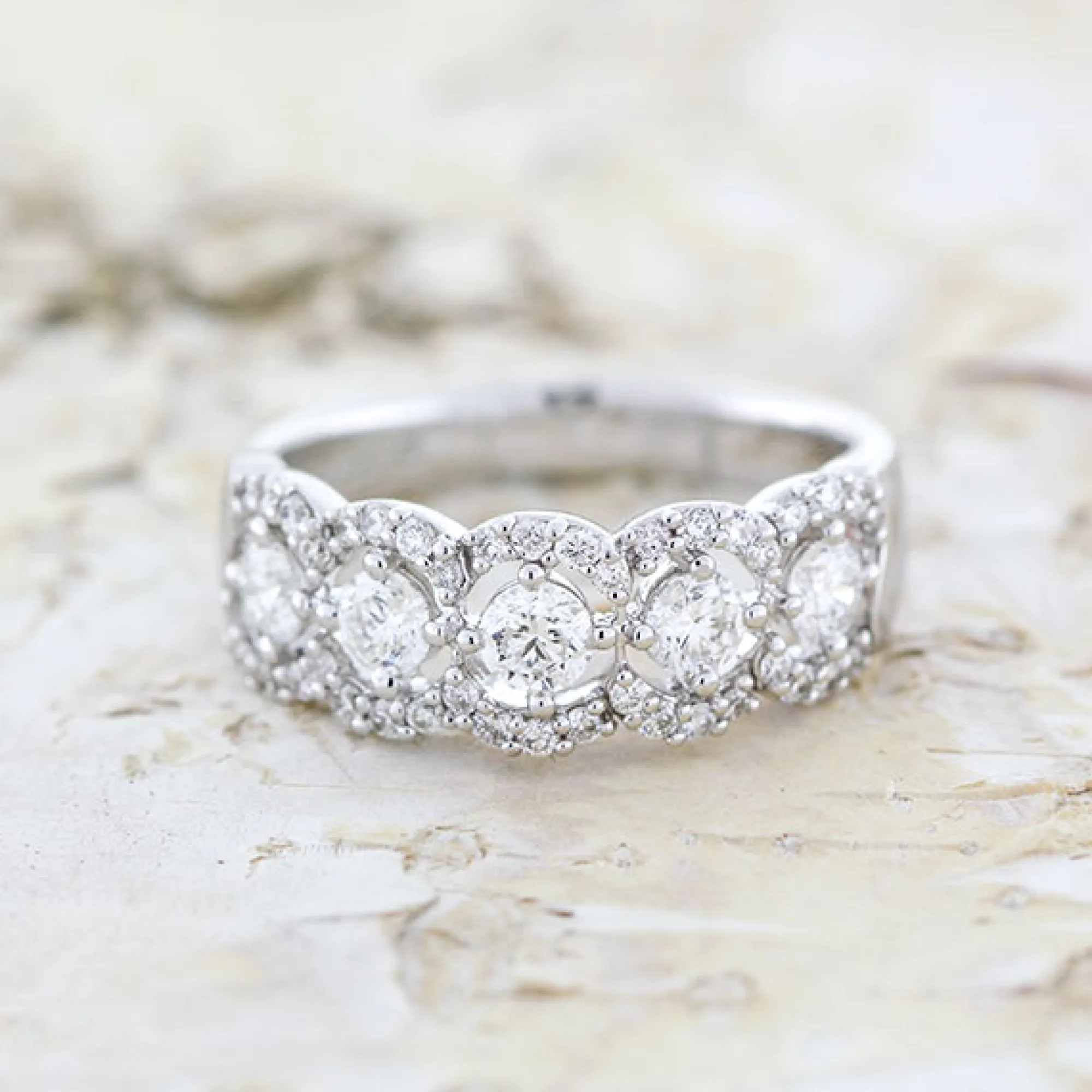 5-Stone Diamond Halo Ring 14K Online