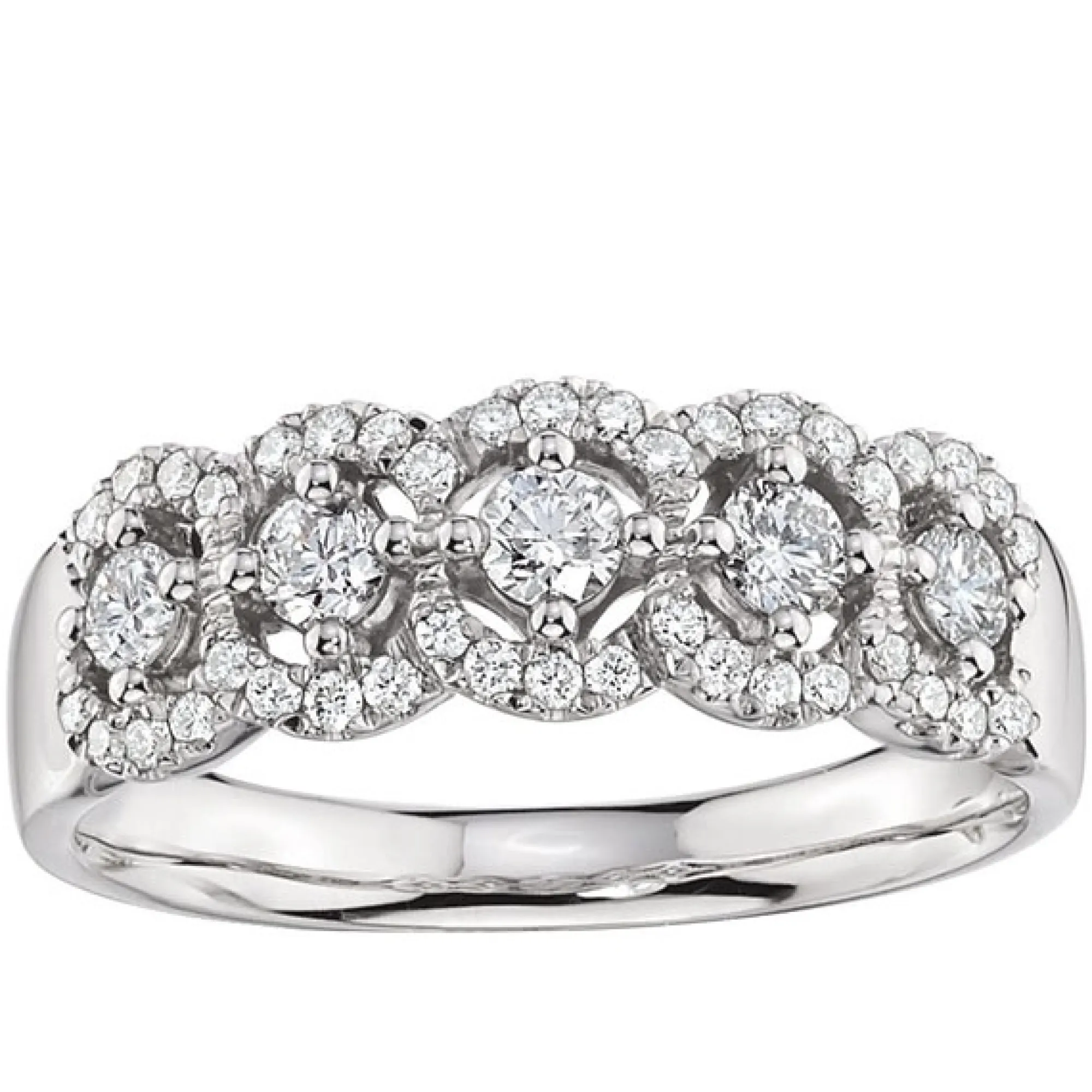 5-Stone Diamond Halo Ring 14K Online