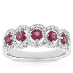5-Stone Ruby & Diamond Ring 14K Hot
