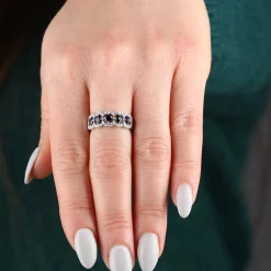 5-Stone Sapphire & Diamond Ring 14K Sale