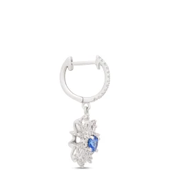 Sunburst Round Sapphire and Diamond Earrings, 14K White Gold Discount