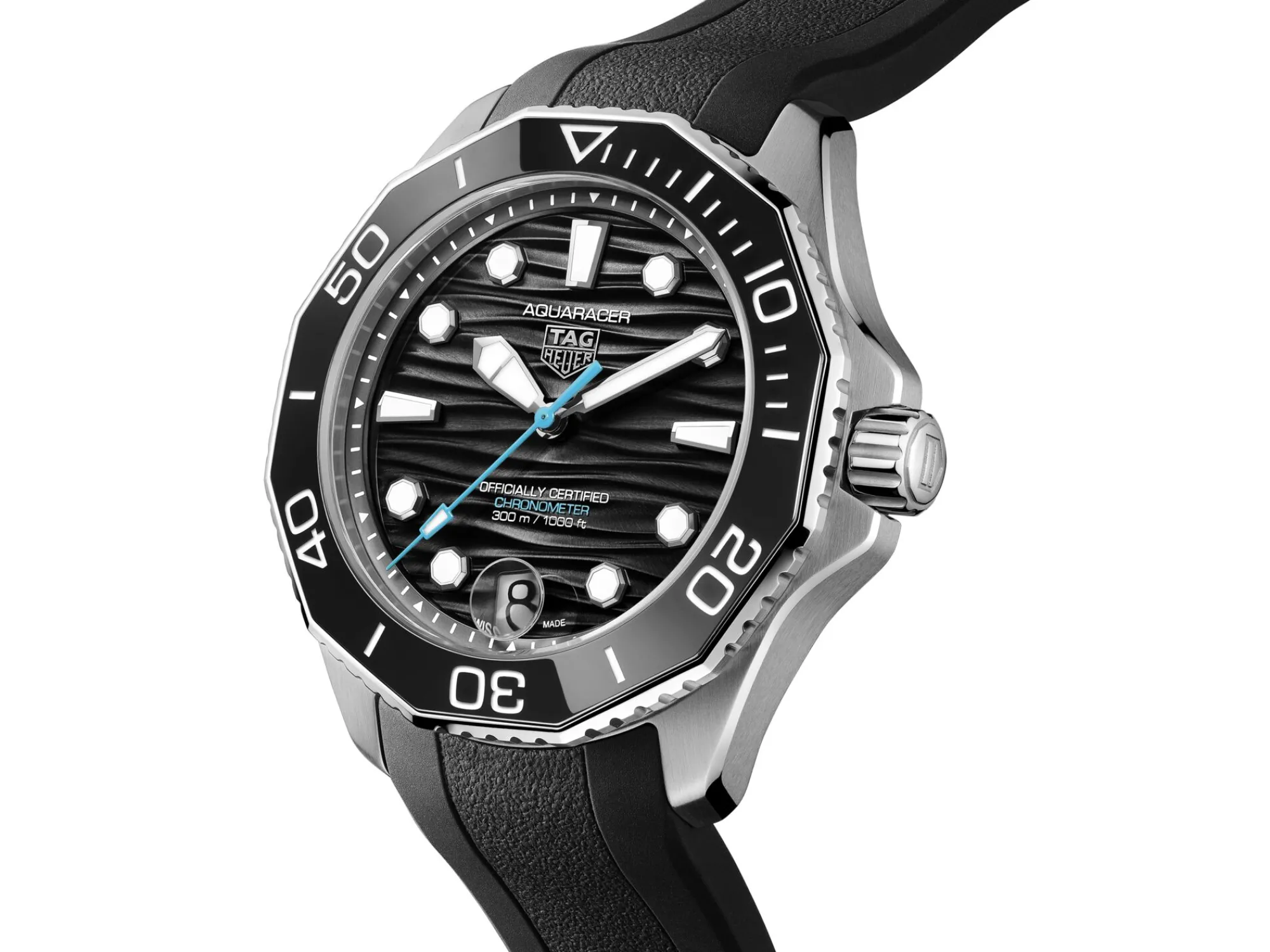 TAG Heuer Aquaracer Professional 300 Black Dial Black Rubber Strap Watch, 42mm Hot