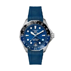 TAG Heuer Aquaracer Professional 300 GMT Blue Dial Blue Rubber Strap Watch, 42mm Sale