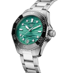 TAG Heuer Aquaracer Professional 300 Watch Turquoise Diamond-Set Dial Steel Bracelet, 36mm Online