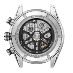 TAG Heuer Carrera Chronograph Watch Blue Dial Brown Leather Strap, 44mm Sale