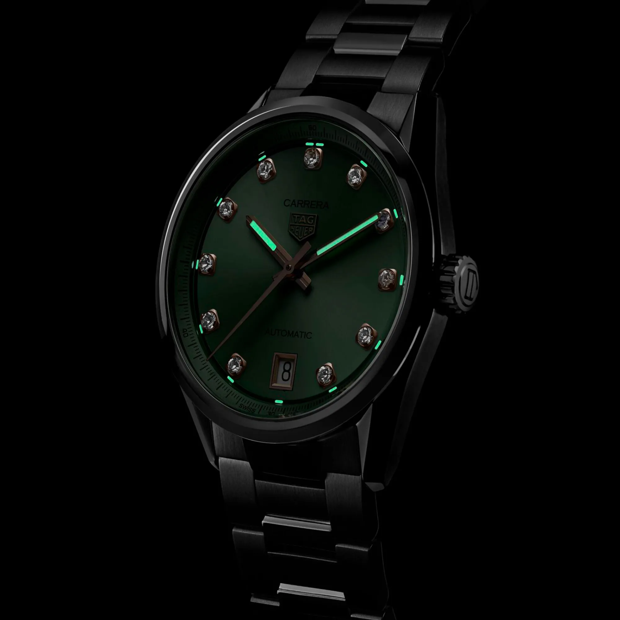 TAG Heuer Carrera Date Watch Green Dial, 36mm Clearance